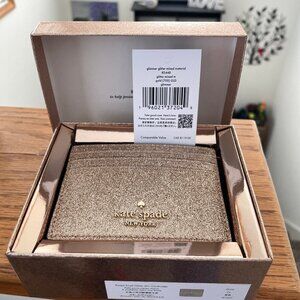 Kate Spade Small Glimmer Slim Card Holder - Gold - Boxed